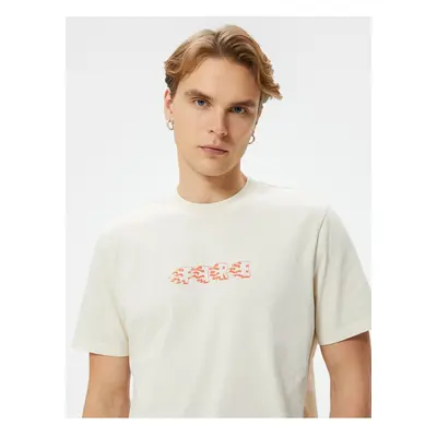 Koton Slogan Printed T-Shirt Crew Neck Short Sleeve Cotton