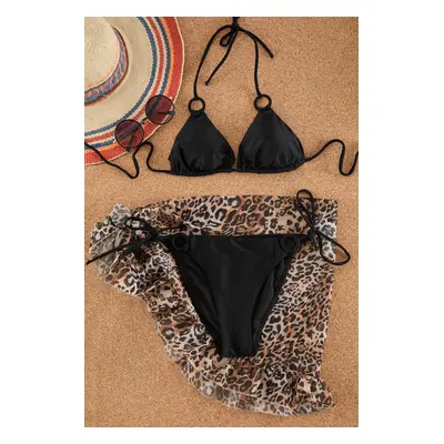 Trendyol Black*001 Flat Triangle Low Waist Bikini Set with Accessories