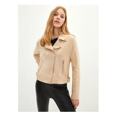 LC Waikiki Biker Collar Plain Suede Women's Coat