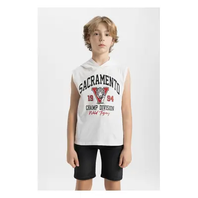 DEFACTO Boy's Hooded Printed Tank Top