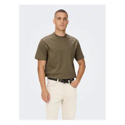 Brown basic T-shirt ONLY & SONS Fred - Men's