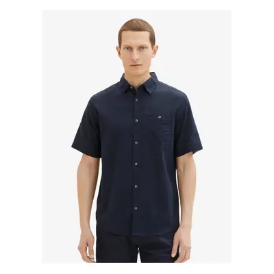 Dark blue men's linen shirt Tom Tailor - Men