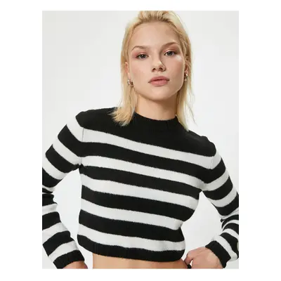 Koton Lightweight Stand Collar Crop Knitwear Sweater