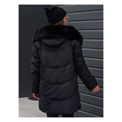 Women's winter jacket MORISIO long quilted with hood black Dstreet