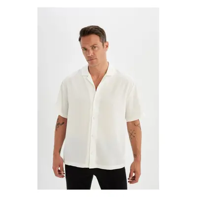 DEFACTO Relax Fit Polo Collar Crinkle Fabric Short Sleeve Shirt