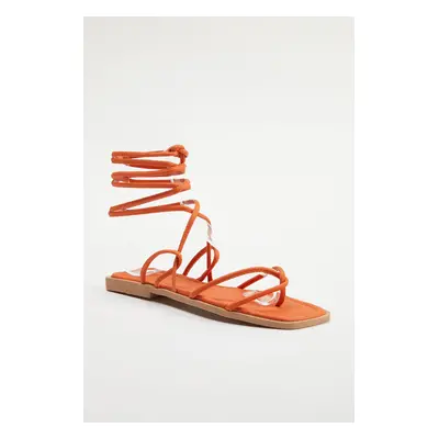 Trendyol Orange Lacing Detailed Flip Flops Women's Sandals