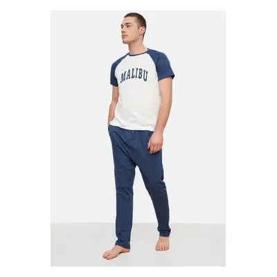 Trendyol Navy Blue Knitted Pajamas Set