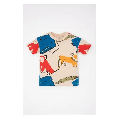 DEFACTO Baby Boy Crew Neck Animal Patterned Short Sleeve T-Shirt