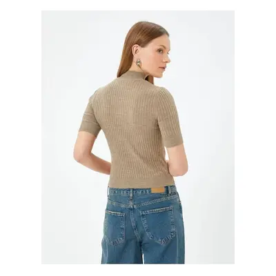 Koton Short Sleeve Stand Collar Knitwear Sweater