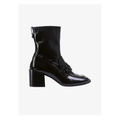 Black women's leather patent leather ankle boots with heels Högl Mag - Women