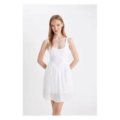 DEFACTO Coool Round Neck White Suspender Mini