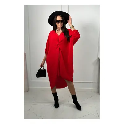 Oversize V-neck dress red