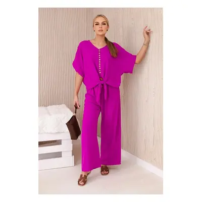 Women's blouse + trousers set - purple