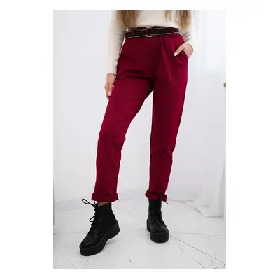 Kesi Włoski Viscose trousers with a fine pattern burgundy