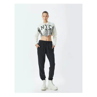 Koton Jogger Sweatpants Pocket Detailed Tied Waist Ribbed Comfortable Cut