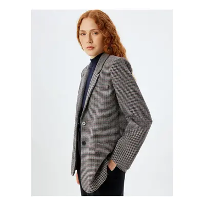 Koton Burgundy Plaid Women's Jacket