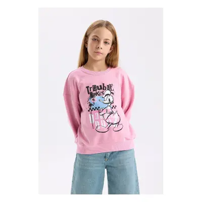 DEFACTO Girls Disney Mickey Mouse & Friends Relax Fit Crew Neck Sweatshirt