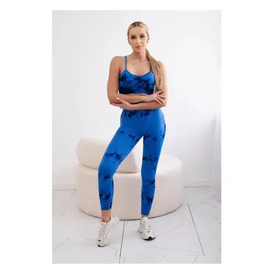 Women's Fitness Set Top + Push Up Leggings - Cornflower Blue