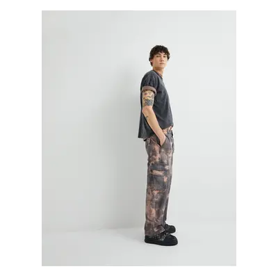 Koton Batik Patterned Cargo Pants with Buttoned Elastic Waist and Pockets