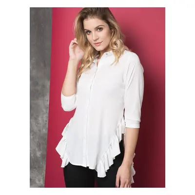 La Diva shirt decorated with frills on the sides white