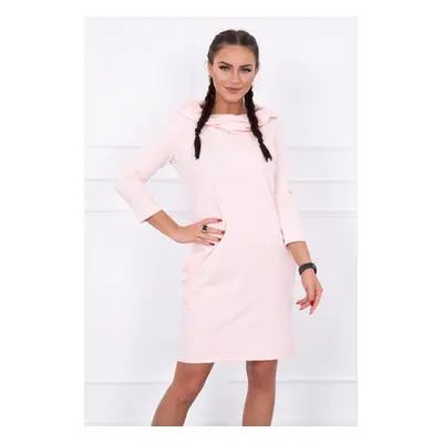 Dress with hood and pockets powder pink