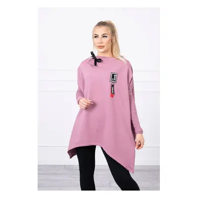 Oversized sweatshirt with asymmetrical sides dark pink