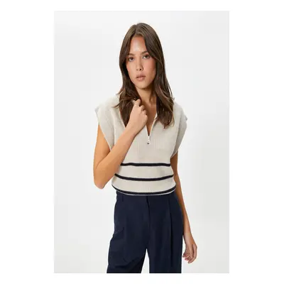 Koton Women's Navy Blue Striped Vest