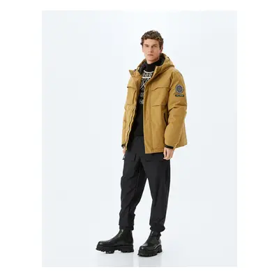 Koton Zippered Windproof Hooded Ski Coat with Pocket Label Detail