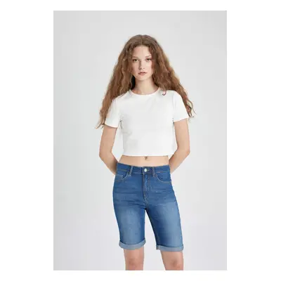 DEFACTO Regular Waist Folded Leg Jeans Bermuda