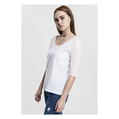 Women's 3/4 contrast raglan t-shirt wht/pink