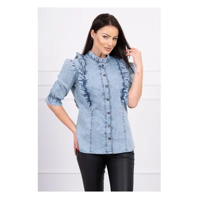 marka niezdefiniowana Denim blouse with jabot