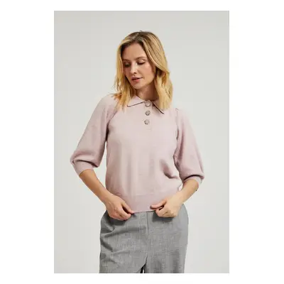 Women's sweater with 3/4 sleeves and decorative buttons MOODO - pink