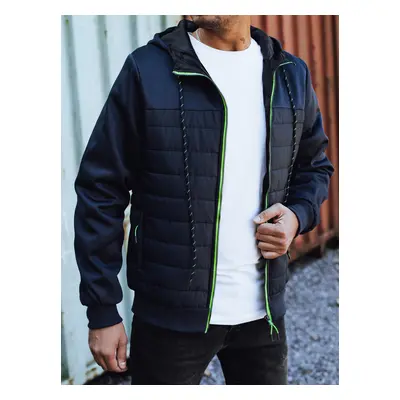 Men's transitional quilted jacket with hood dark blue Dstreet