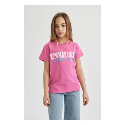 DEFACTO Girls Printed Short Sleeve T-Shirt