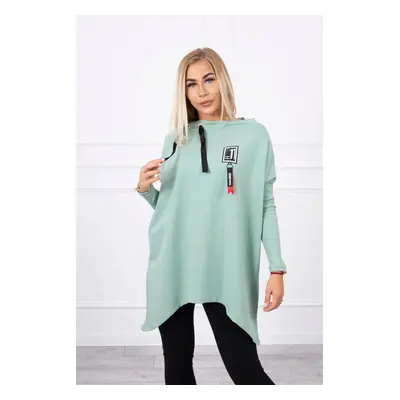 Oversized sweatshirt with asymmetrical sides dark mint