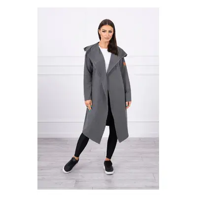 Long cardigan with a graphite hood