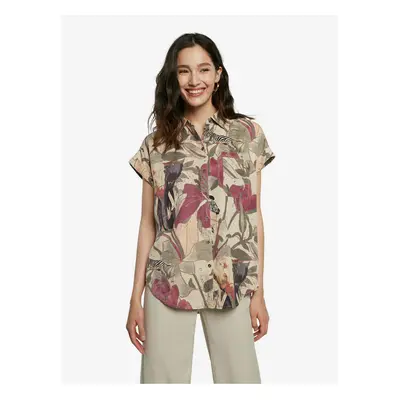 Beige women's patterned shirt Desigual Cam Etnican - Women