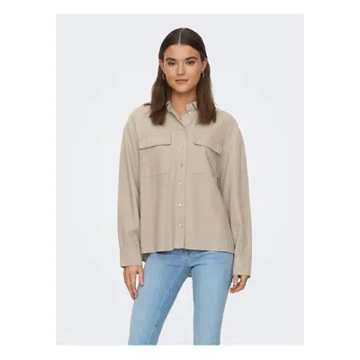 Beige Ladies Linen Shirt ONLY Caro - Women