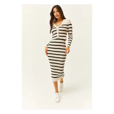 Olalook Women's Stone Top Cardigan Underwear Dress Striped Knitwear Suit