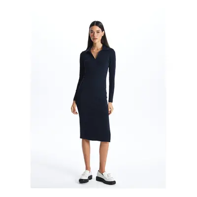 LC Waikiki Polo Neck Plain Long Sleeve Women's Dress