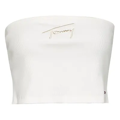 Tommy Jeans Top - TJW CROP SIGNATURE TUBE TOP white