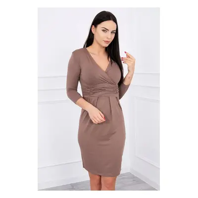 Fitted dress with a cut-out under the bust cappuccino