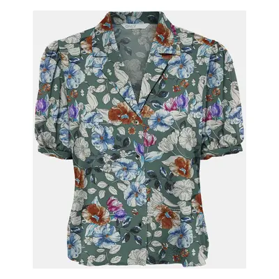 Green Floral Short Sleeve Shirt ONLY-Nova - Women