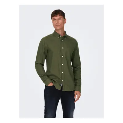 Dark green men's shirt ONLY & SONS Gudmund - Men's