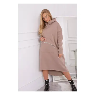 Insulated dress with hood dark beige