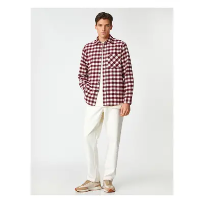 Koton Lumberjack Shirt Pocket Detailed Classic Collar Long Sleeve