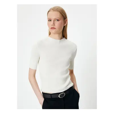 Koton Ribbed Round Neck Knitwear Sweater Short Sleeve