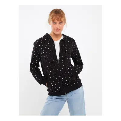 LC Waikiki Women's Hooded Polka Dot Long Sleeve Sports Cardigan