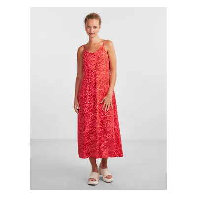 Women's Red Patterned Maxi Dress Pieces Nya - Women