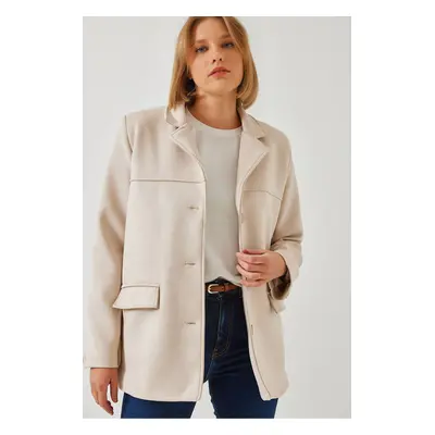 Bianco Lucci Women's Cover Detail Suede Jacket